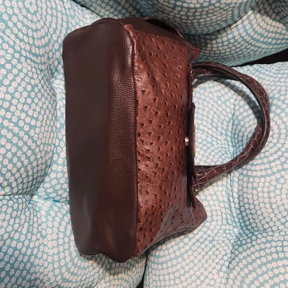 Brown Crocodile US Polo Embossed Leather Handbag - Picture 9 of 12